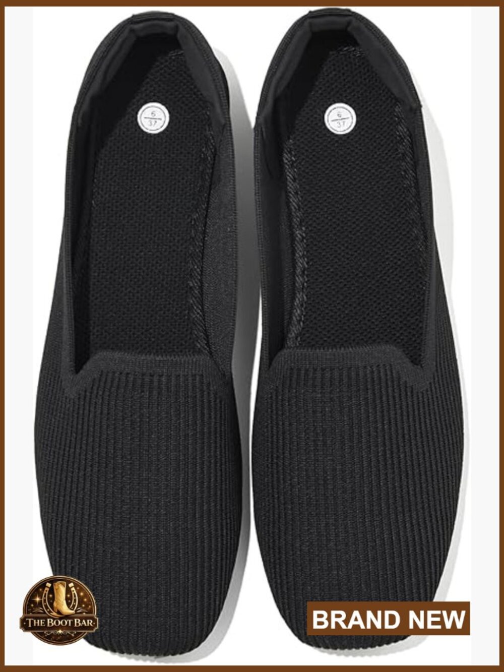 Women's Square Toe Ballet Flats Slip On Breathable Knit Memory Foam Walking